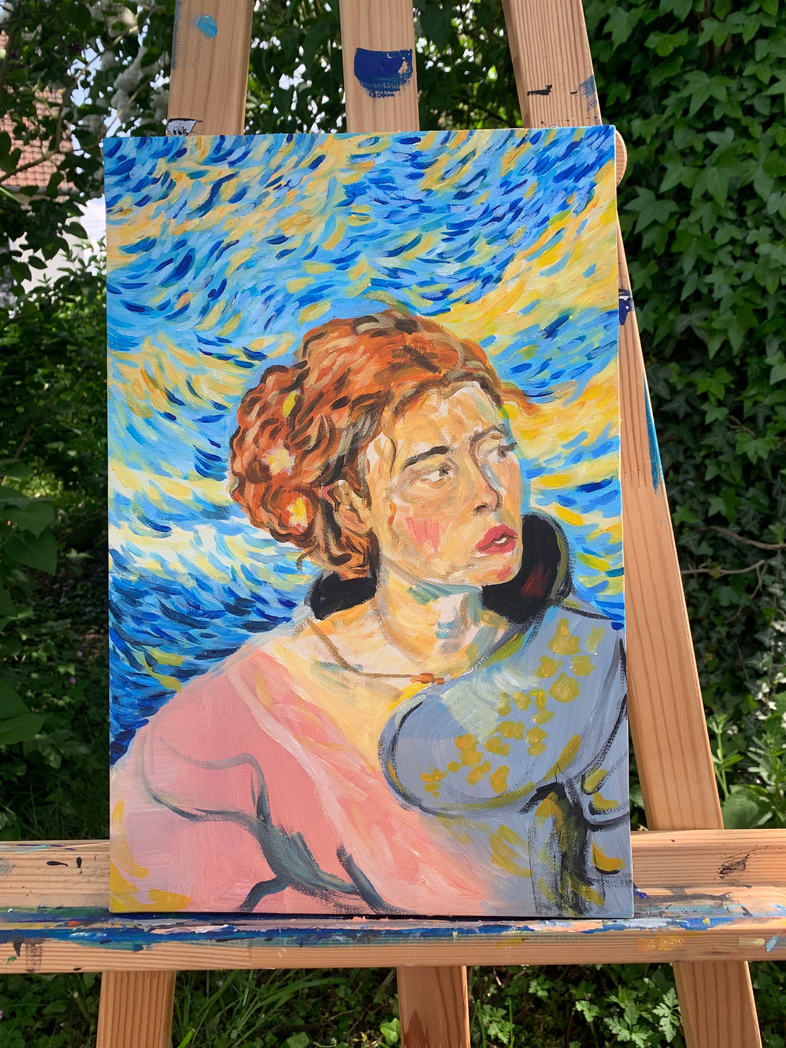 Mini print glossy issu de ma toile " Femme" au stade de croquis