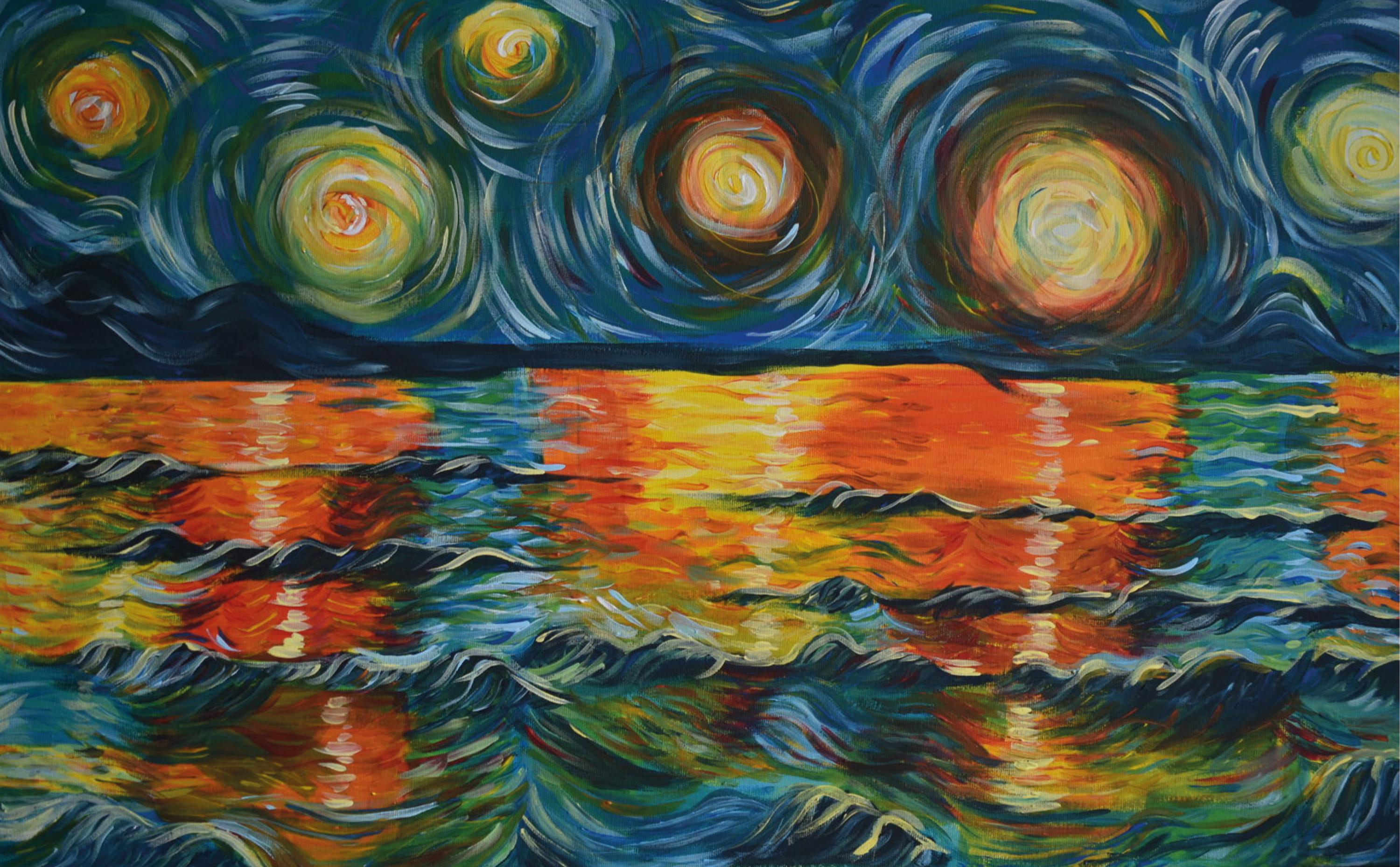 "Lever de soleil" version imprimée de ma toile au format A5
