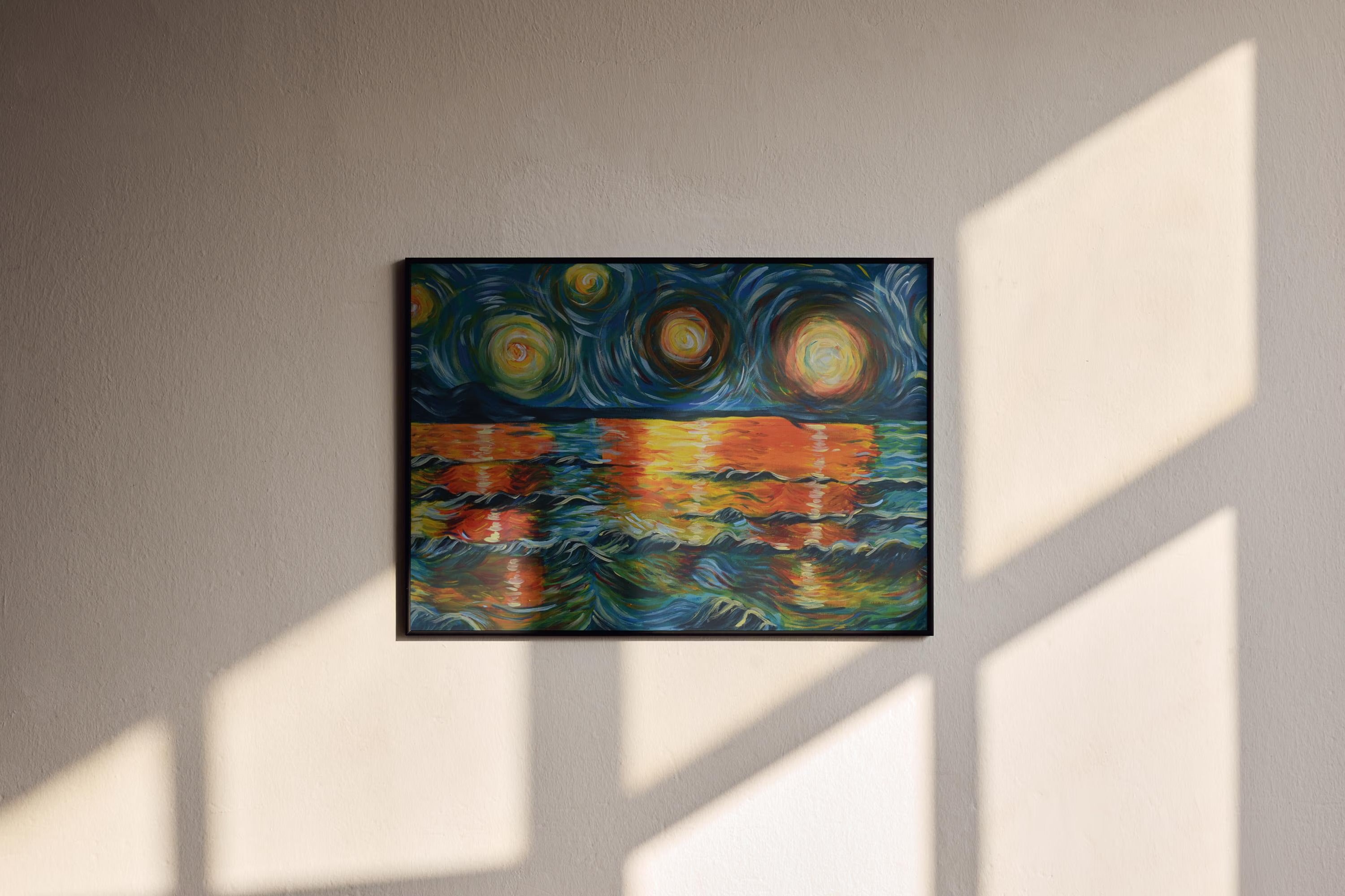 "Lever de soleil" version imprimée de ma toile au format A5